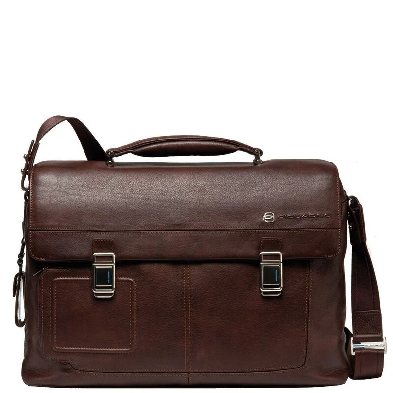 Хоризонтална, бизнес чанта Piquadro Vibe с две отделения, тъмно кафяв цвят